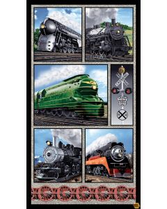 On The Right Track: Train Panel (2/3 yard) -- Blank Quilting 3083p-70