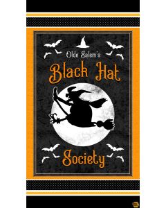 Olde Salem's Black Hat Society: Halloween Panel (2/3 yard) -- Henry Glass Fabrics 324pg-39 multi