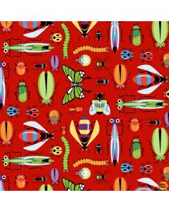 Bug Bug Bug: Big Bugs Red - Henry Glass Fabrics 3254-88 red