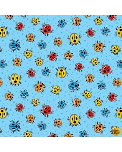 Bug Bug Bug: Ladybugs Light Blue - Henry Glass Fabrics 3255-17 lt blue