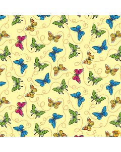 Bug Bug Bug: Butterflies Yellow - Henry Glass Fabrics 3257-33 yellow