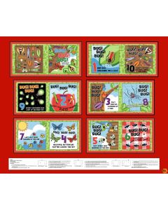 Bug Bug Bug: Cloth Book Panel (1 yard) - Henry Glass Fabrics 3259p-88 red