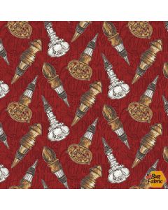 After Five: Bottle Toppers Burgundy -- Henry Glass Fabrics 340-84 burgundy