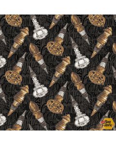 After Five: Bottle Toppers Black -- Henry Glass Fabrics 340-94 black