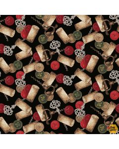 After Five: Tossed Corks and Corkscrews -- Henry Glass Fabrics 346-98 multi