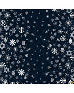 Flurry Friends: Snowflake Border -- Henry Glass Fabrics 350-77 navy