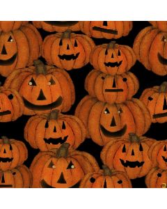 Spooky Night: Jack Pumpkins -- 3 Wishes Fabrics 18113 black