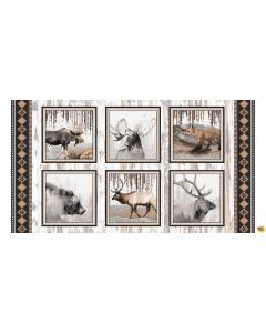 Woodland Whispers: 6 Block Animal Panel (2/3 yard)  -- Henry Glass Fabrics 432-39