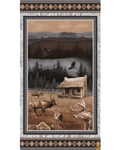 Woodland Whispers: Cabin Scenic Panel (2/3 yard)  -- Henry Glass Fabrics 438p-39