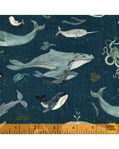 Whale Tales Essentials: Whales Ocean -- Windham Fabrics 52099d-1