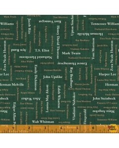 Well Read: American Authors Marble Green -- Windham Fabrics 52870-6