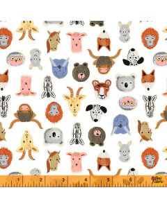 A is for Animals: Friends Faces Cream -- Windham Fabrics 52976-4
