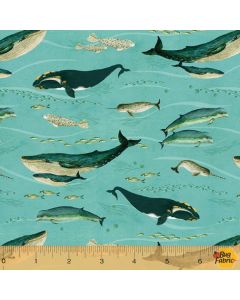 Land and Sea: Faroe Whale Clear Skies  - Windham Fabrics 53277d-1