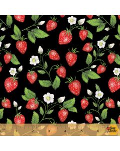 Just Fruit: Strawberries Black -- Windham Fabrics 53313-2