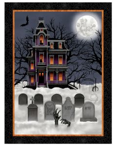 Spooky Night Panel (1 yard) -- Studio E 5729p-93 black/orange