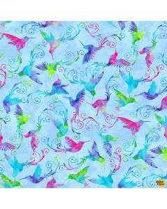 Hummingbird Heaven: Hummingbird Swirl Sky Blue -- Studio E Fabrics 5780-17 - 2 yards remaining
