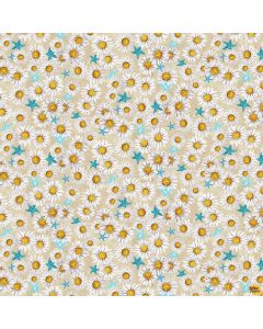 Beach Bound: Daisy Allover Beige -- Henry Glass Fabrics 603-44 beige