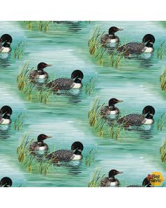 Along the Valley: Ducks on Lake -- Studio E Fabrics 6452-11 blue