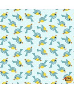 At the Zoo: Tossed Blue Birds -- Studio E Fabrics 6604-73 multi