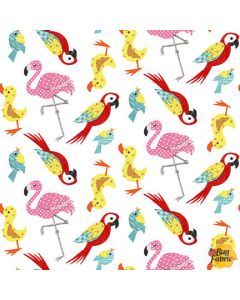 At the Zoo: Tossed Colorful Birds -- Studio E Fabrics 6609-83 multi