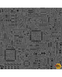 Data Point: Computer Circuits Charcoal -- Studio E Fabrics 6867-99