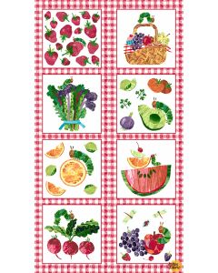 The Very Hungry Caterpillar Picnic: Picnic Panel Red (2/3 yard) - Andover Fabrics A-179-r