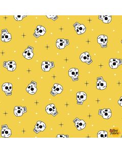 Creature Feature: Halloween Skulls Yellow -- Andover Fabrics A-630-y