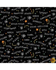 Creature Feature: Halloween Scary Words -- Andover Fabrics A-632-k