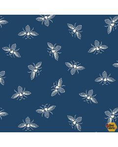 French Bee: Indigo Bees -- Andover Fabrics a-9084-b3