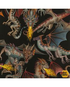 Nicole's Prints: Tale of the Dragon Black - Alexander Henry 7392a