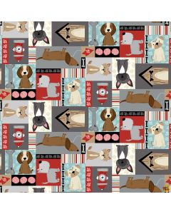 Paw-sitively Awesome Dog: Dogs Patch Work Multi - Studio E Fabrics 7447-99