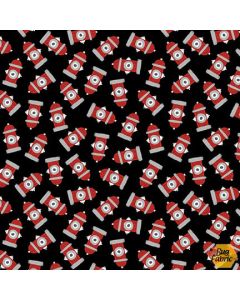 Paw-sitively Awesome Dog: Tossed Fire Hydrants Black - Studio E Fabrics 7452-98