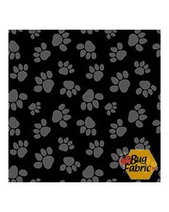Paw-sitively Awesome Dog: Tossed Paws Black - Studio E Fabrics 7453-99