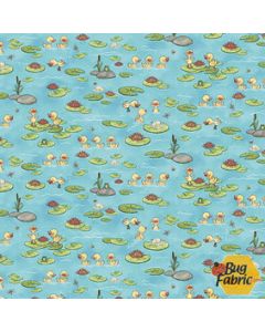 River Romp: Ducklings and Lily Pads -- Henry Glass Fabrics 865-76 teal 