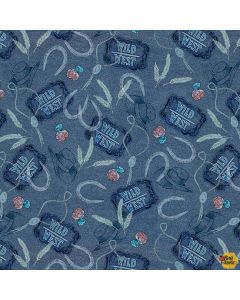 Sunset Rodeo: Monotone Western  Motifs Blue -- Henry Glass Fabrics 9154-77