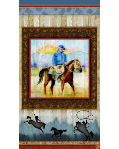 Sunset Rodeo: Western Horse Panel (2/3 yard) -- Henry Glass Fabrics 9156p-33