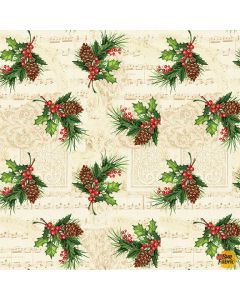 Christmas Legend: Holly Leaf and Berry Cream -- Henry Glass Fabrics 9516-44