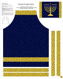 Festival of Lights: Hanukkah Menorah Apron Panel (1 yard) - Henry Glass Fabrics 9576p-77