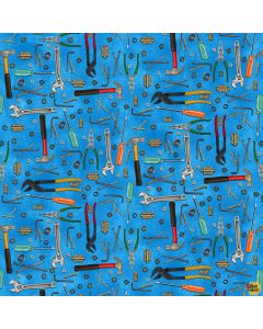 Man Cave: Small Tool Blue -- Henry Glass Fabrics 9651-17