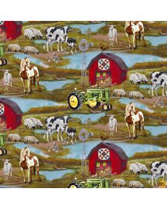Down on the Farm: Farm Scenic Barn -- Henry Glass Fabrics 9663-66