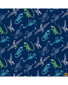 Dinosaur Kingdom: Fossils Navy -- Henry Glass Fabrics 9754-77