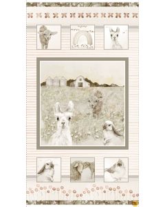 You Are Loved: Animal Panel (2/3 yard) Pink/Taupe -- Henry Glass 9814p-23