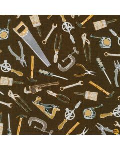 Man Cave: Tools Brown -- Robert Kaufman Fabrics aknd-22339-16