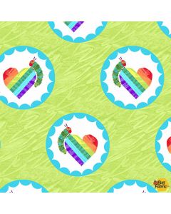 Eric Carle: The Very Hungry Caterpillar Rainbow Bright Rainbow Hearts Green -- Andover a-9199-g
