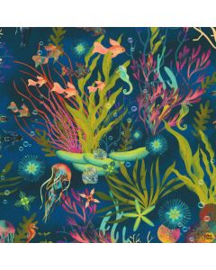 Oceanica: Kelp and Fish - Robert Kaufman Fabrics aqsd-22405-9 navy