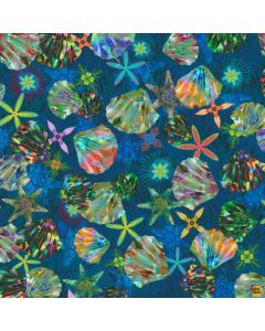 Oceanica: Shells Navy - Robert Kaufman Fabrics aqsd-22407-9 navy