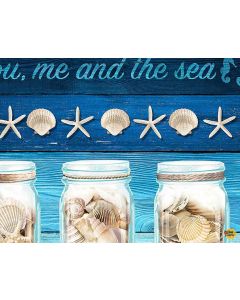 Beach Day: Take me to the Beach Border Stripe -- Timeless Treasures Fabrics beach-c6745 blue