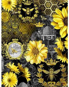 Queen Bee: Sunflower Allover Black -- Timeless Treasures Fabrics bee-cd1351 black 
