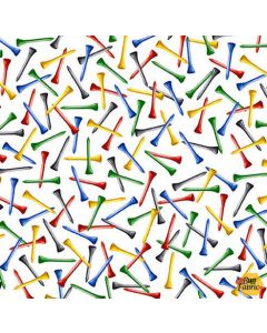 Back Nine: Tossed Golf Tees -- Blank Quilting 1389-01 white