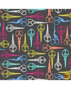 Handmade With Love: Scissors Charcoal -- Blank Quilting 1769-95